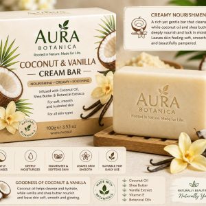 Aura Botanica Coconut & Vanilla Cream Bar 100g