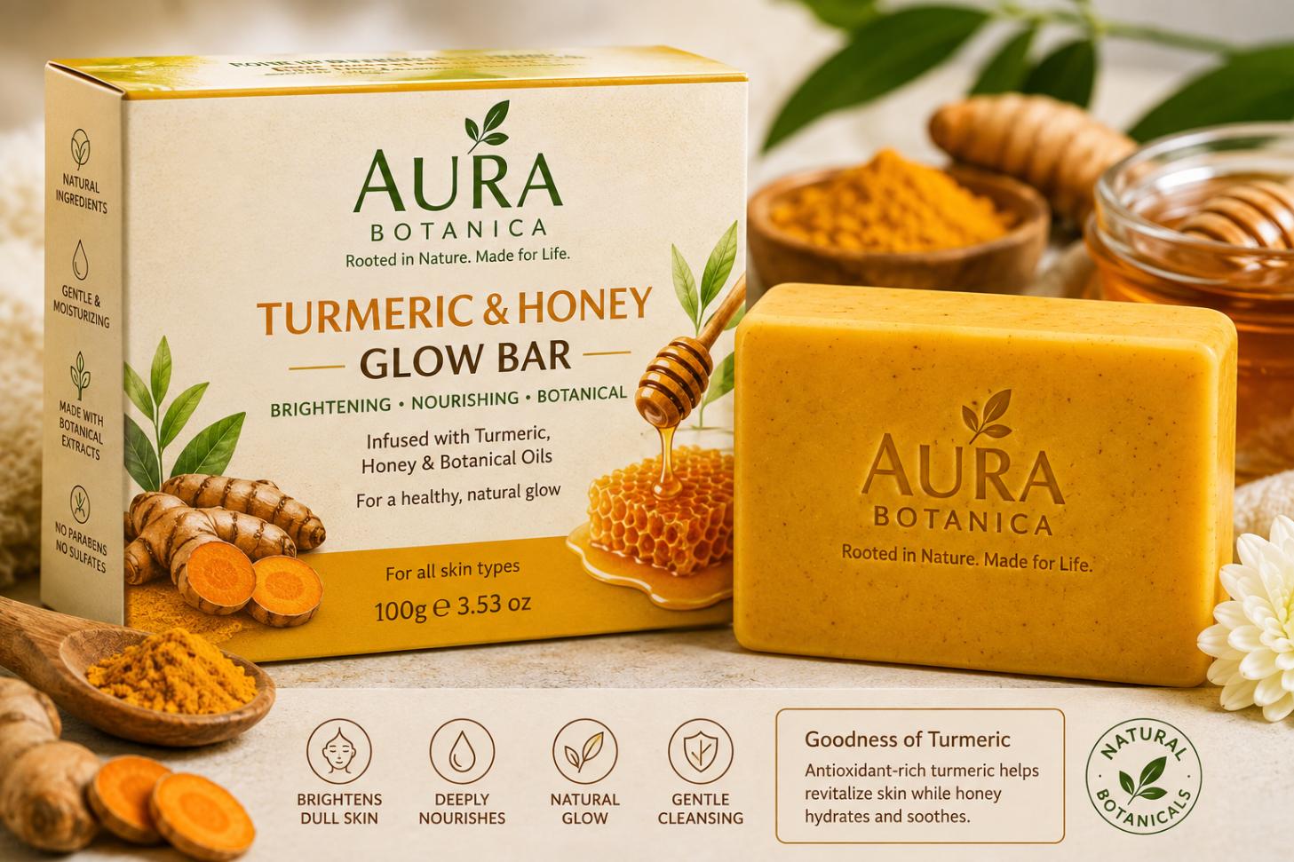 Aura Botanica Turmeric & Honey Glow Bar 100g